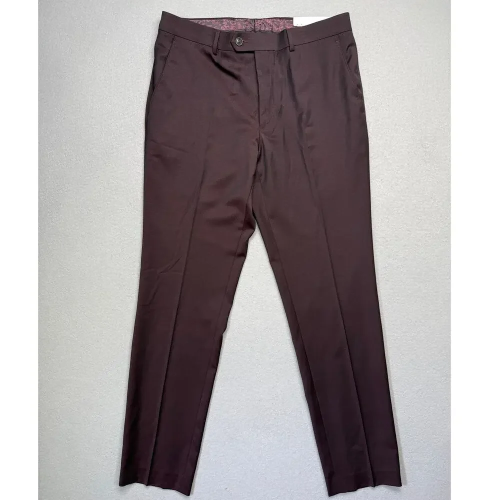 Ted Baker Men's Modern-Fit Stretch Wool-Blend suit pants Red 33x32 $200